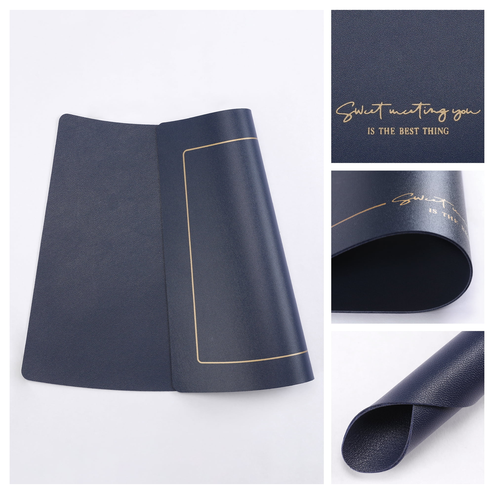 Unique Bargains 6Pcs Faux Leather Heat Resistant Placemats Gray 20.1x11.8inch