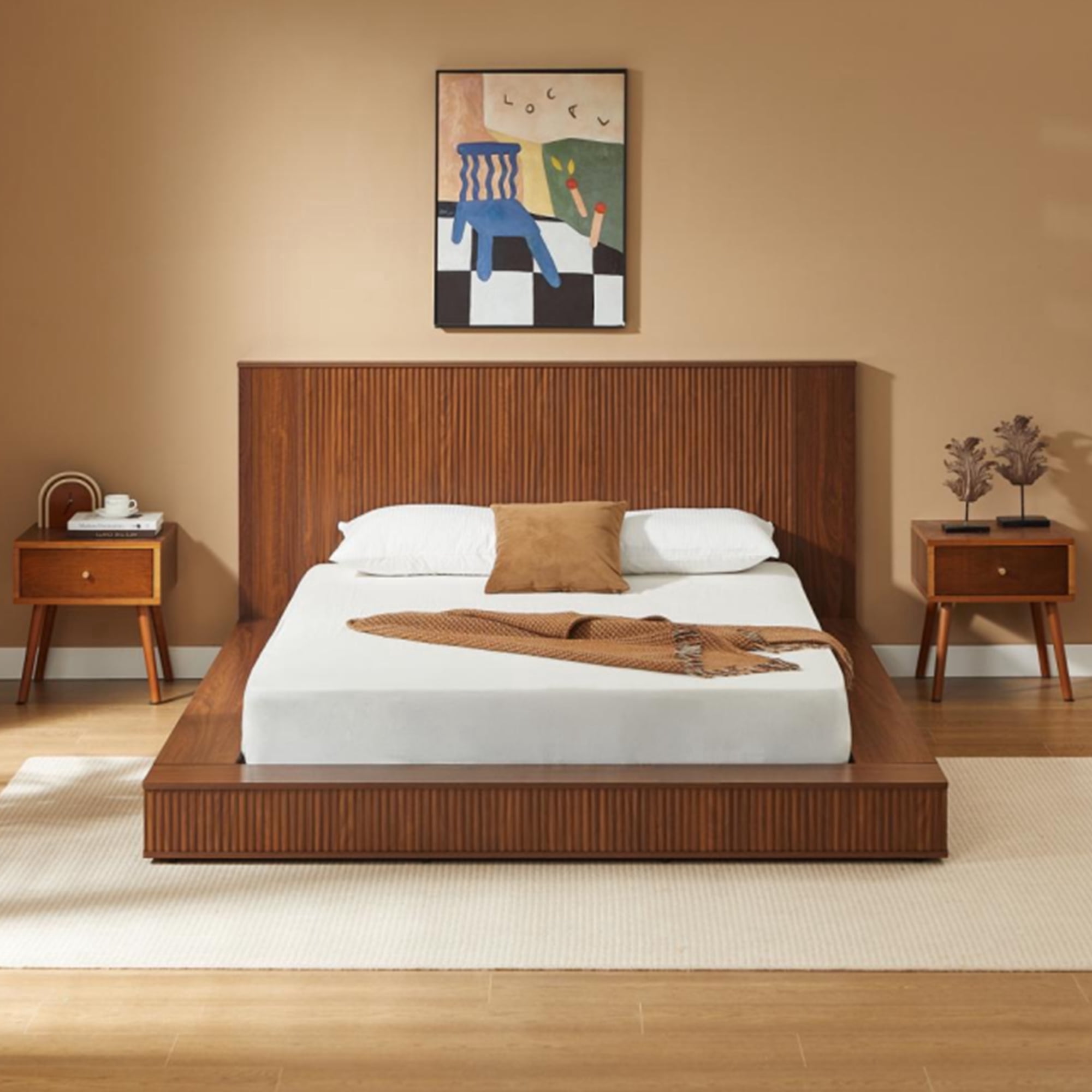 Baxton Studio Glennis Japandi Platform Bed, Queen, Natural Brown