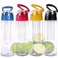 thumbnail image 4 of 700 Ml Portable Fruit Infusing Infuser Water Bottle Sports Lemon Juice Bottle Flip Lid, 4 of 5