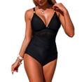 thumbnail image 2 of AVTOIFY Solid Sleeveless Fashion Women's V-Neck One-Piece Bikini Set Bikini Swimsuit Push-Up Padded Swimwear Swimsuit Plus Size Swim Romper, 2 of 8