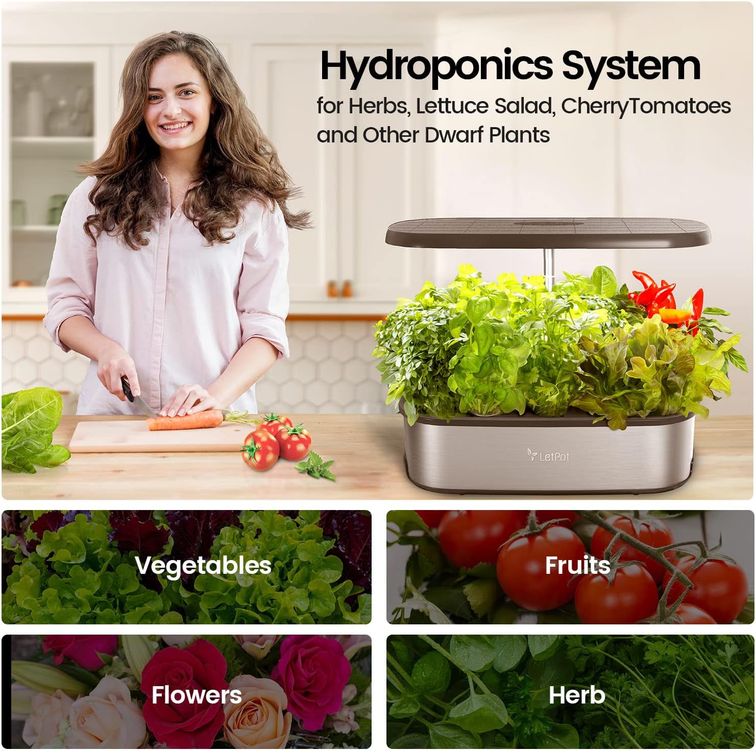 LetPot 12-Pod Smart Hydroponics System SE Indoor Growing System, APP-Controlled Herb Garden Kit, 5.8lb