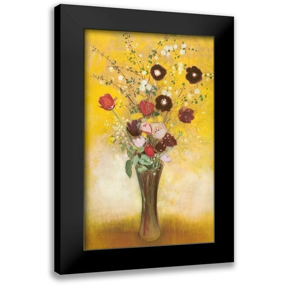 Redon, Odilon 10x14 Black Modern Framed Museum Art Print Titled - Vase Of Flowers 1916