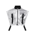 thumbnail image 3 of vastwit Girls Shiny Metallic Dance Top with Buckle Pockets Open Sides Crop Tank Top for Party Streetwear Silver 6, 3 of 6