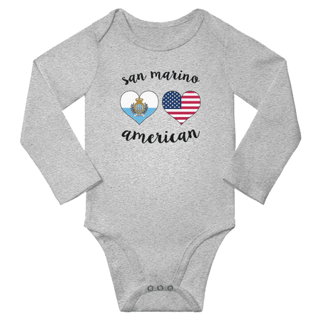 

San Marino and American Love Heart Baby Long Slevve Bodysuits Unisex Gifts (Gray 6-12 Months)