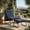 Navy Blue Corduroy, variant on Modern Patio Lounge Chair with Ottoman, Comfy Sling Recliner Chair with Puffy Cushion and Foot Stool for Indoor Outdoor Living Room