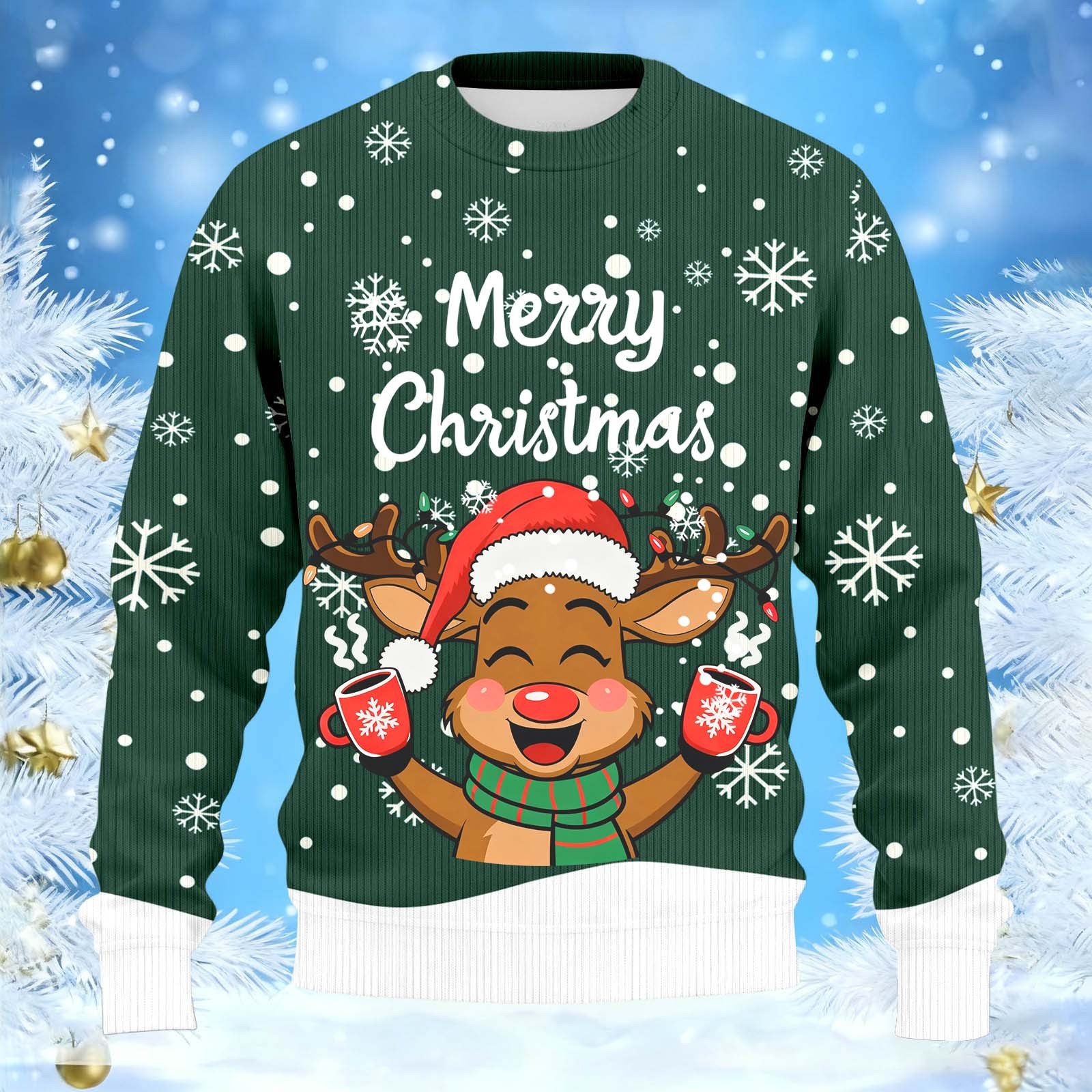 Christmas Sweater Men Sweaters Funny Sweatshirt Knit Plus Size Big and Tall Holiday Vacation Elf Adult Sweatshirts