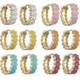 thumbnail image 2 of Pink/black/white Snowflake Shape Enamel Small Hoop Earrings------Product code 79907, 2 of 5
