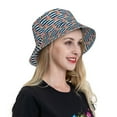 thumbnail image 4 of Yiaed Popcorn On Blue Lines Print Reflective Stripe Bucket Hat Unisex Funny Outdoor Fisherman Cap Beach Sun Hat, 4 of 5