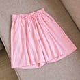 thumbnail image 4 of Satin Pajama Shorts Plus Size Women’s Home Shorts Elastic Waist Drawstring Comfy Pajama Shorts Loose Casual Summer Boxer Shorts Loungewear Pinks 3XL, 4 of 6