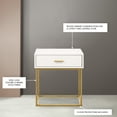 thumbnail image 3 of LuXeo Catalina White Wood 1-Drawer Nightstand, Mid-Century, with Gold Legs, Set of 2, 3 of 12
