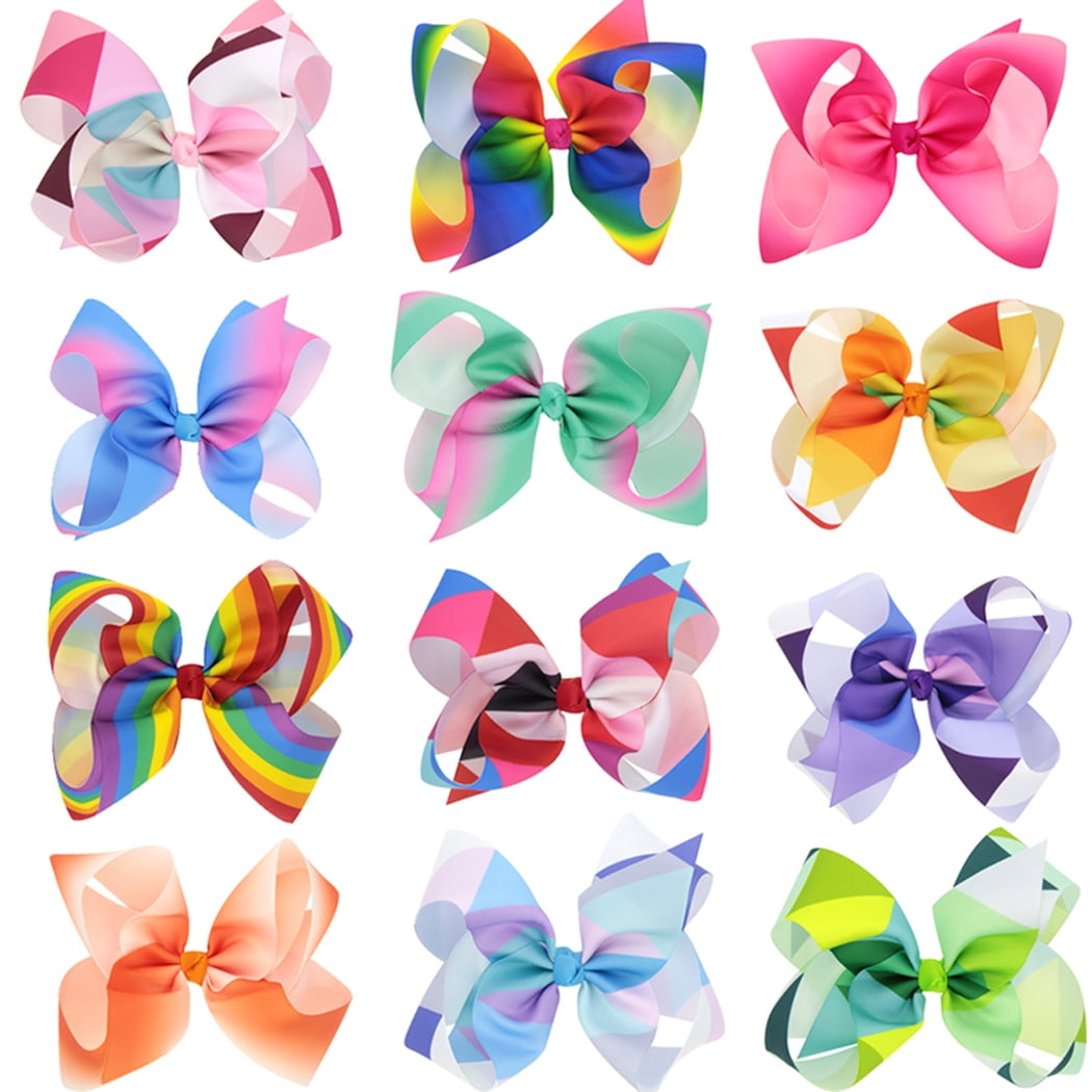 12Pcs Hair Clips Big Bow Claw Clips Multicolor Hair Barrettes for Kids