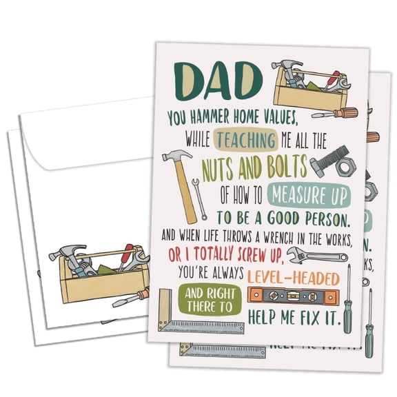 Tree-Free Greetings Birthday Greeting Card 2 Pack for Dad, 5 x 7, Dad's Tools (GT69877)