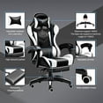 thumbnail image 5 of Gaming Chair with Adjustable Footrest, Eighteentek High Back Office Chair with Lumbar Support & Adjustable Headrest Video Game Chairs for Adults Black & White, 5 of 7