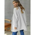 thumbnail image 4 of Women'S Long Sleeve Sweaters Coat Loose Knit Cable Open Front Cardigan Sweater Outerwear Coat with Pockets White XL, 4 of 8