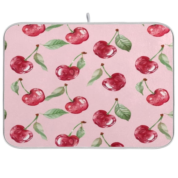 Kitchen Drying Mat 18x24In Drying Dish Mat Dish Drying Mats Kitchen Countertop Multi-Function Drain Drying Mat Kitchen Table Pink Cherry