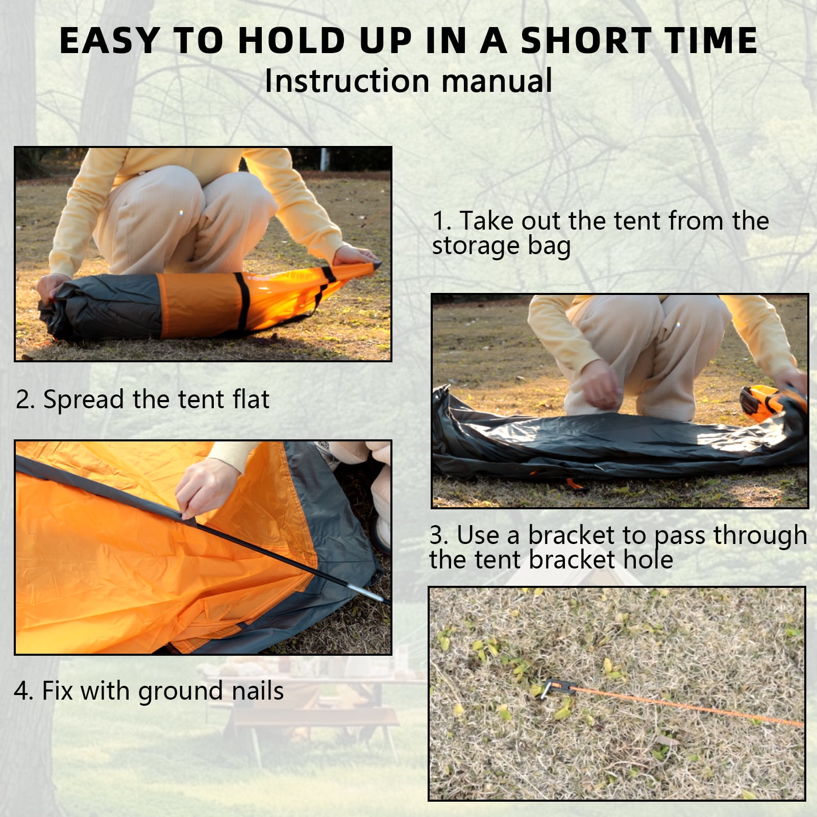 Arctic Lemmings Three-Person Waterproof Backpacking Tent, 7 x 6 x 4.4 Ft Lightweight & Durable Camping Tent for Hiking & Outdoor Adventures (Orange)