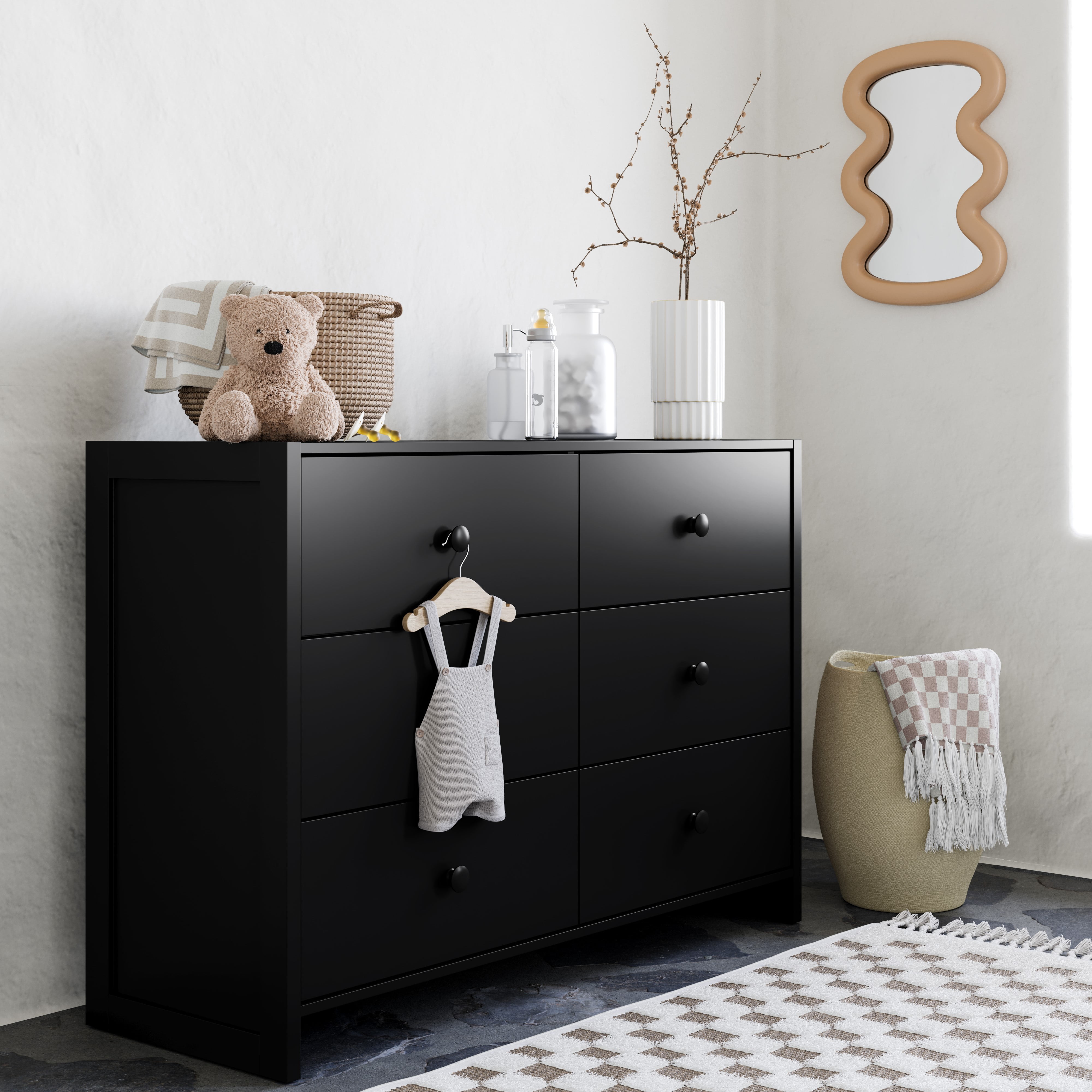 Storkcraft Calabasas 6 Drawer Nursery Double Dresser, Black