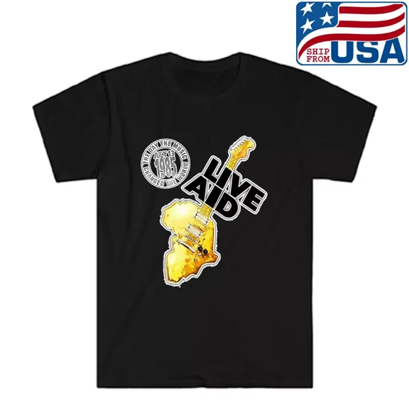 Live Aid July 1985 Men's Black T-shirt Size S to 5XL