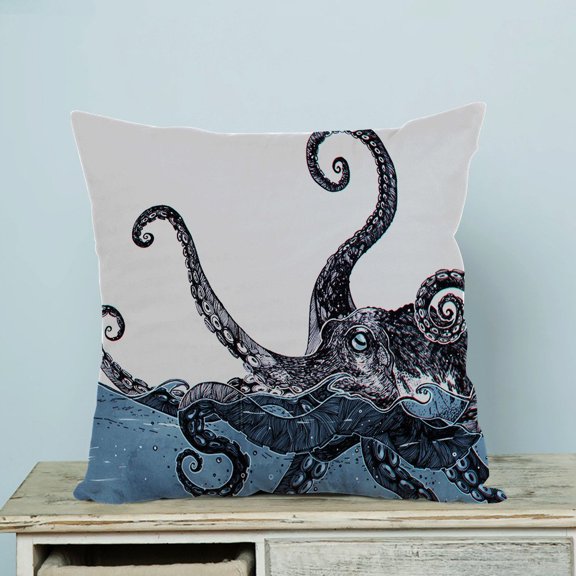 GCKG Fashionable Octopus Pillow Case Pillow Cover Pillow Protector Two Sides 20 x 20 Inches