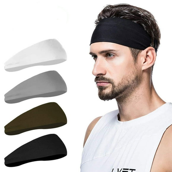 Athletic Mens Headband (4 Pack) - Lightweight Headbands for Men, Sweat Band, Moisture Wicking Head Band Sweatband for Helmet, Gym Accessories for Training Boxing Tennis Unisex Hairband