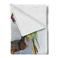thumbnail image 2 of Parrot Soft Flannel Fleece Throw Blanket, 2 Parrot Macaw on a Branch Talking Birds Clever Creatures of the Nature, Cozy Plush for Indoor and Outdoor Use, 60" x 80", Green White Brown, by Ambesonne, 2 of 5