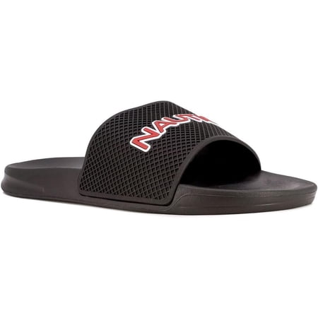 Nautica Men's Shower Sandals Open Toe Soft Slide House Slipper for Indoor & Outdoor-Shower Slippers-Lando-Black-Size-12