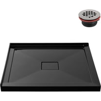 Streamline GB-2606-428-BL 42 in. x 34 in. Corner Acrylic Shower Base in Glossy Black With Center Drain, Drain Included