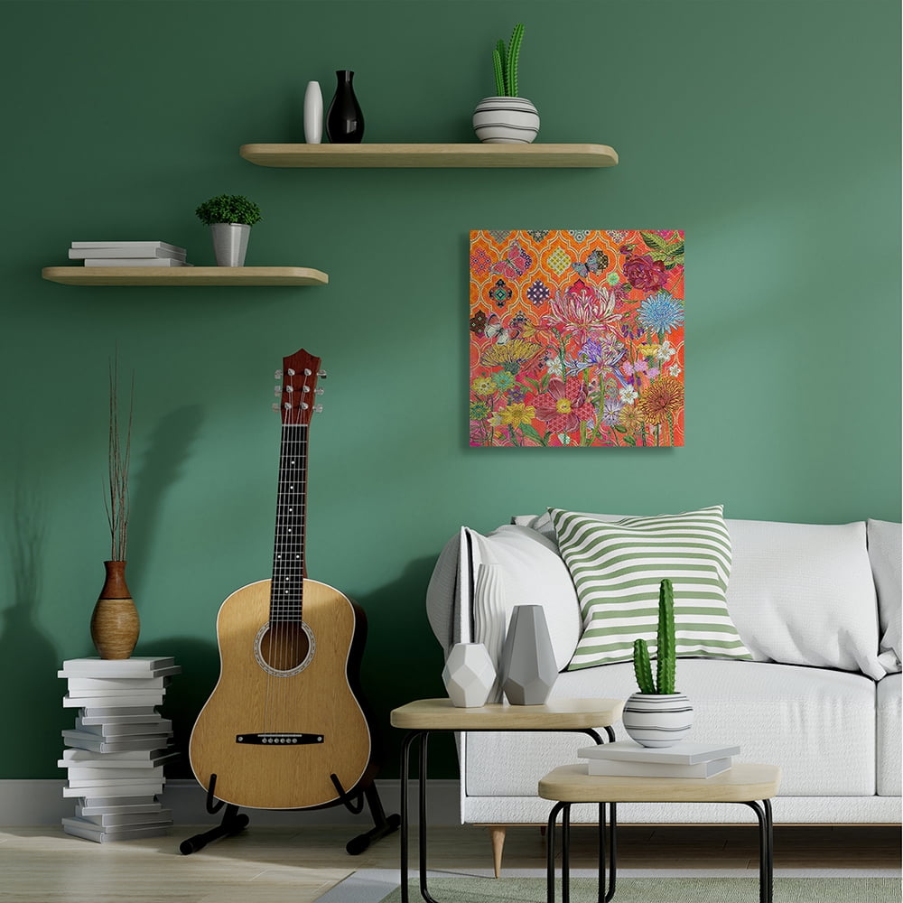 Stupell Industries Warm Arabesque Geometric Pattern Vibrant Florals Canvas Wall Art by Sangita Bachelet