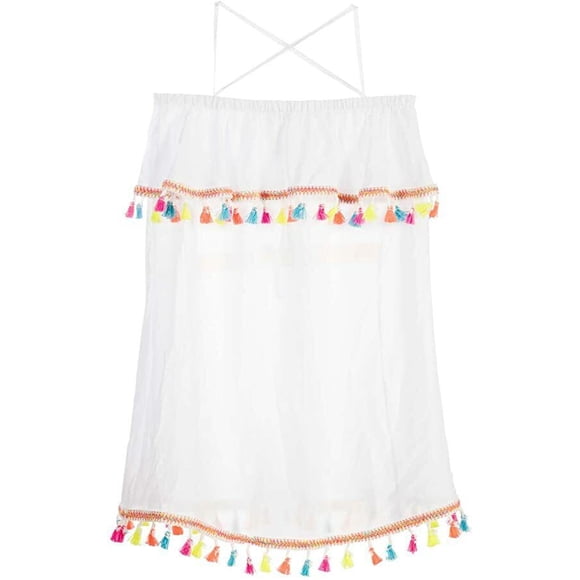 PilyQ Robe à Franges Nénuphar Prune pour Fille Blanche ( TP )
