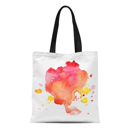 Colour Fsc Flyers - ASHLEIGH Canvas Bag Resuable Tote Grocery Shopping Bags Orange Color Abstract Watercolor and Flyers Pink Water Splash Splatter Tote Bag