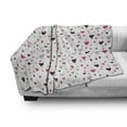 thumbnail image 2 of Hearts Soft Flannel Fleece Throw Blanket, Rhythmic Romance Beats Vertically Arranged Sketch Style Motifs Dots Pattern, Cozy Plush for Indoor and Outdoor Use, 50" x 60", White Multicolor, by Ambesonne, 2 of 5