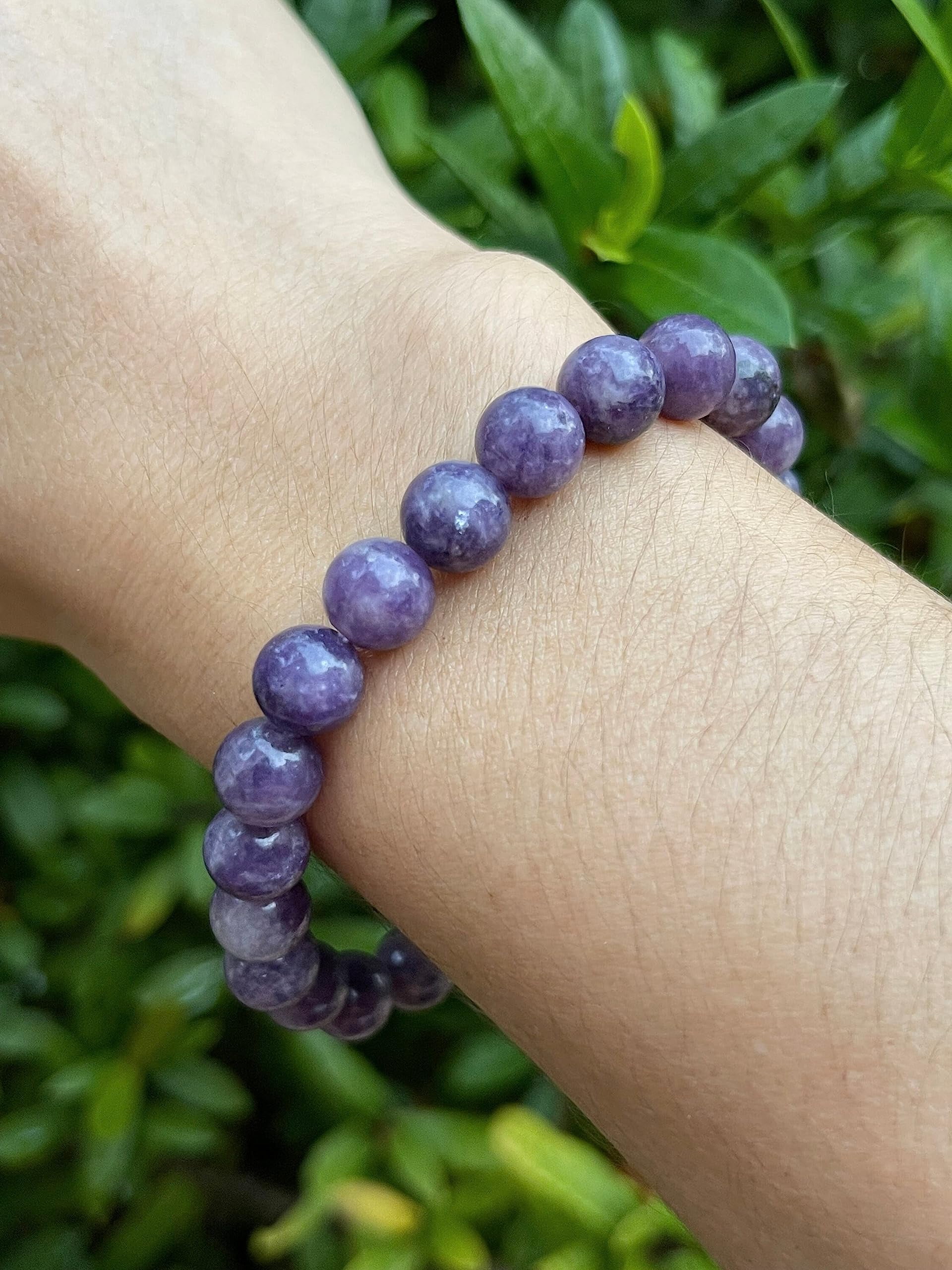 Lepidolite Crystal Bead Bracelet 8mm, Wholesale Genuine Lepidolite Stretch Gemstone Bracelet, Lepidolite Gift for Men & Women (3)