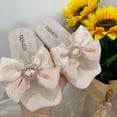 thumbnail image 4 of YHAJDS Kids Leather Bow Pearl Sandals Slide On Soft Sole Summer Beach Flip Flops, 4 of 4