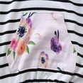 thumbnail image 3 of Bilo Infant Baby Girl Floral Pattern Long Sleeve Hoodie and Pants 3 pcs Cotton Outfit (White Stripes with Purple Flowers, 3-6 Months), 3 of 4