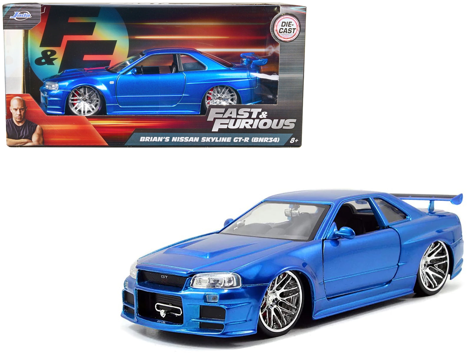 Jada SKYLINE GT-R R34 1／24 1/24 Jada Fast & Furious Brian's Nissan Skyline GT-R BNR34