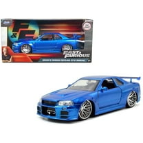 Brian's Nissan GTR Skyline R34 RHD (Right Hand Drive) Blue "Fast & Furious" Movie 1/24 Diecast Model Car by Jada