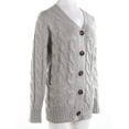 thumbnail image 4 of FOCUSNORM Women's Long Sleeve Cable Knit Sweater Open Front Cardigan Button Loose Outerwear, 4 of 7