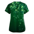 thumbnail image 2 of Under Scrub Tops for Women Irish Shamrock Printed V-Neck Breathable T-Shirts Short Sleeve Professionals Soft Stretch St. Patrick's Day Workwear Shirt with Pockets light green XX-Large, 2 of 3