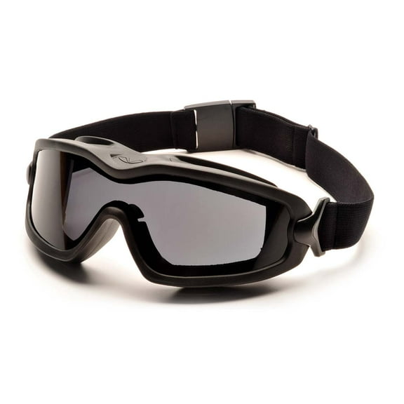 Pyramex V2G-Plus Goggles Black Strap Gray Dual Anti-Fog Lens