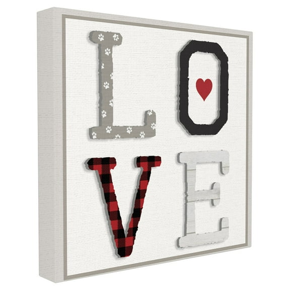 The Stupell Home Decor Collection LOVE Texture Collage Dog Paw Print Canvas Wall Art