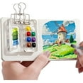 thumbnail image 4 of Horivan Mini Watercolor Painting Portable Travel Kit with Wooden Palette Water Brush Pens for Artists Adults Outdoor Sketching Art Supplies, 4 of 7