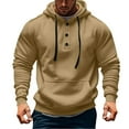 thumbnail image 2 of WRKEKC Hoodies for Men Solid Color Button Down Drawstring Hooded Sweatshirt with Kangaroo Pocket for Fall Winter Casual Daily & Lounge Outfits, 2 of 5