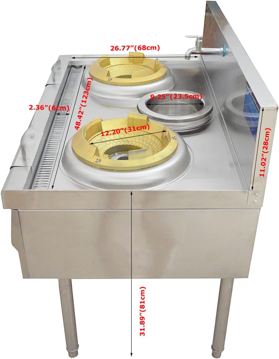 EQCOTWEA Commercial High Fire Gas Stove LPG Cooking Stove Double Burner Stainless Steel