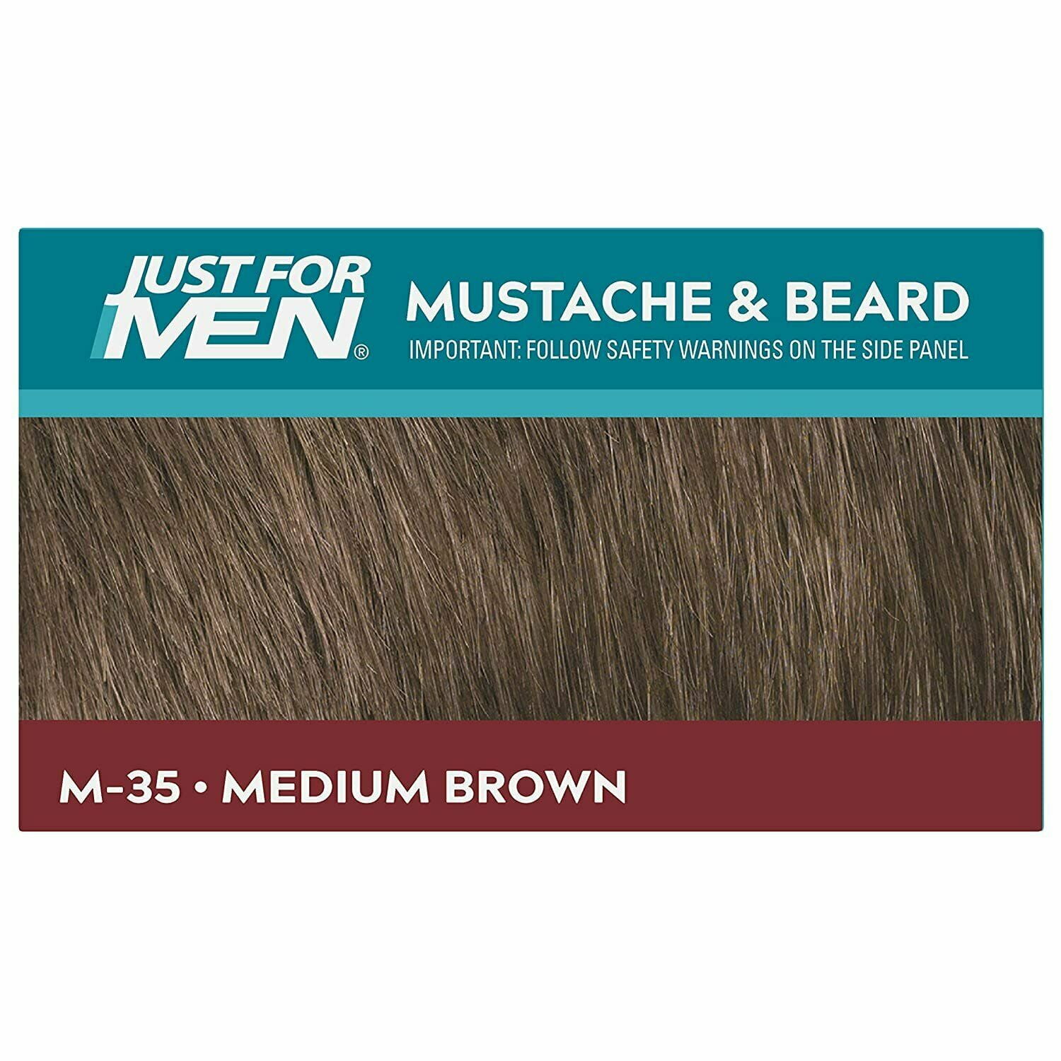 3 Pack - Just For Men Mustache & Beard, Beard Coloring for Gray Hair with Brush, With Keratin (M-35), Medium Brown