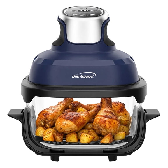 Brentwood 4.5-Qt. 1,500-Watt Electric Digital Glass Air Fryer with Lid, Timer, Temperature Control, and Auto Shutoff
