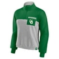 thumbnail image 2 of Women's Fanatics Green/Heathered Gray Oregon Ducks Sideline to Sideline Colorblock Quarter-Zip Jacket, 2 of 3