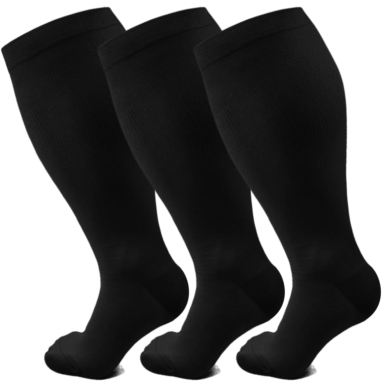 3 Pairs Plus Size Copper Compression Socks for Women & Men Circulation ...