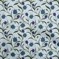 thumbnail image 1 of oneOone Tissu Rayonne Bleu Sarcelle Floral Rétro Matériel de Couture Imprimé Tissu au Mètre 56 Pouces de Large, 1 of 5