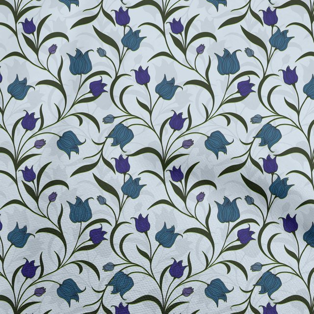 oneOone Tissu Rayonne Bleu Sarcelle Floral Rétro Matériel de Couture Imprimé Tissu au Mètre 56 Pouces de Large
