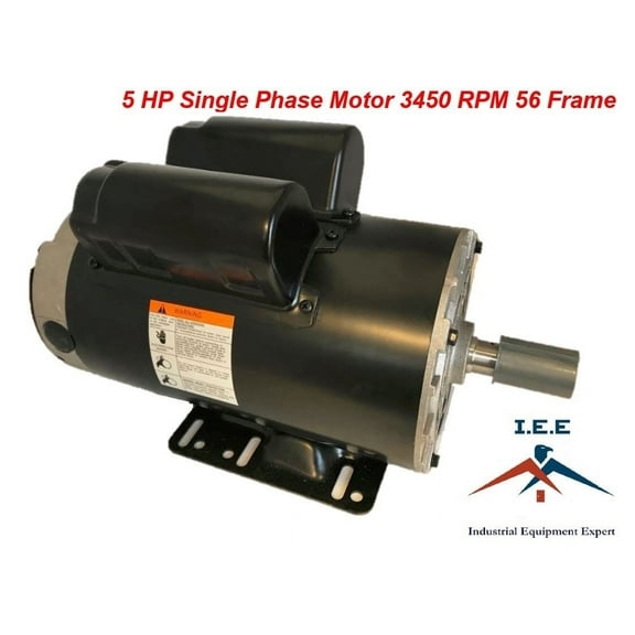 5 HP 3450 RPM 56 Frame 230V 22Amp 7/8" Shaft Single Phase NEMA Compressor Motor